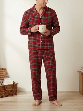 Classic Men's Red Holiday Plaid Pajama Set